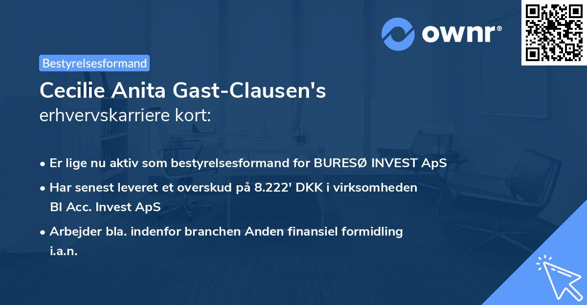 Cecilie Anita Gast-Clausen's erhvervskarriere kort