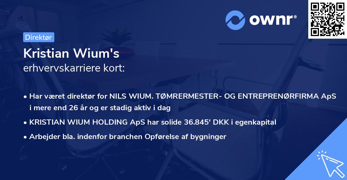 Kristian Wium's erhvervskarriere kort