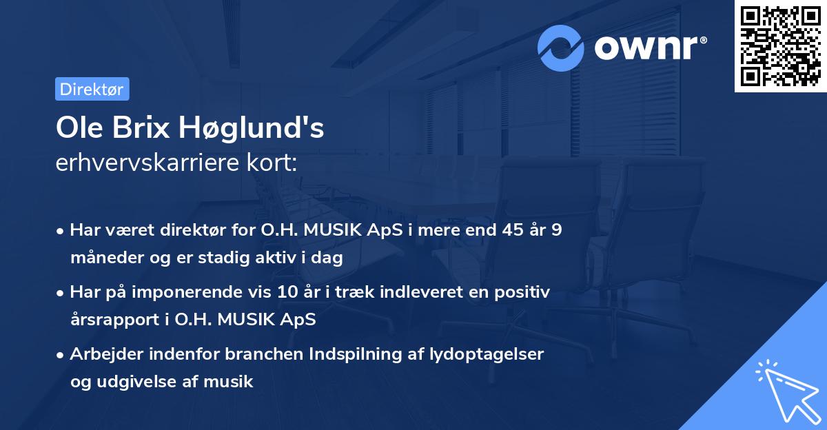 Ole Brix Høglund's erhvervskarriere kort
