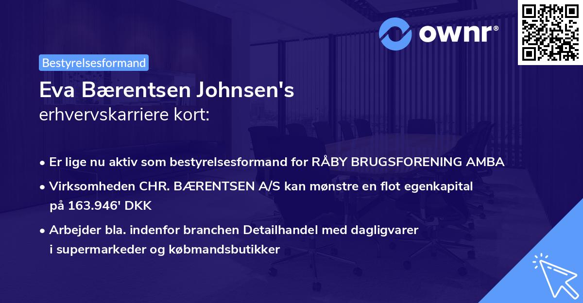 Eva Bærentsen Johnsen's erhvervskarriere kort