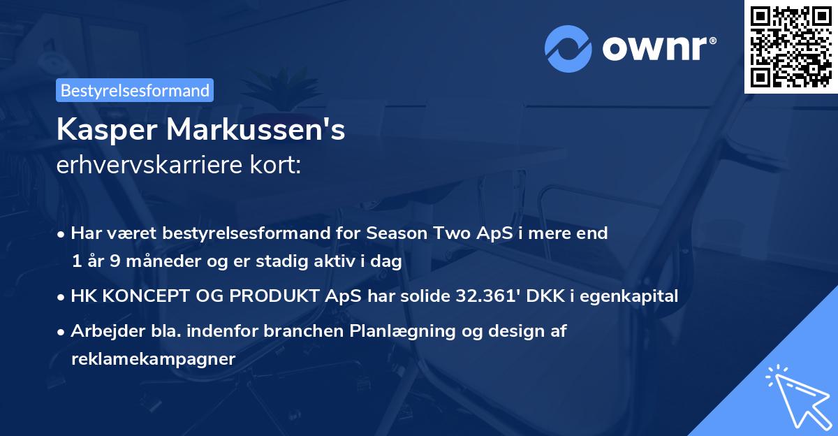 Kasper Markussen's erhvervskarriere kort