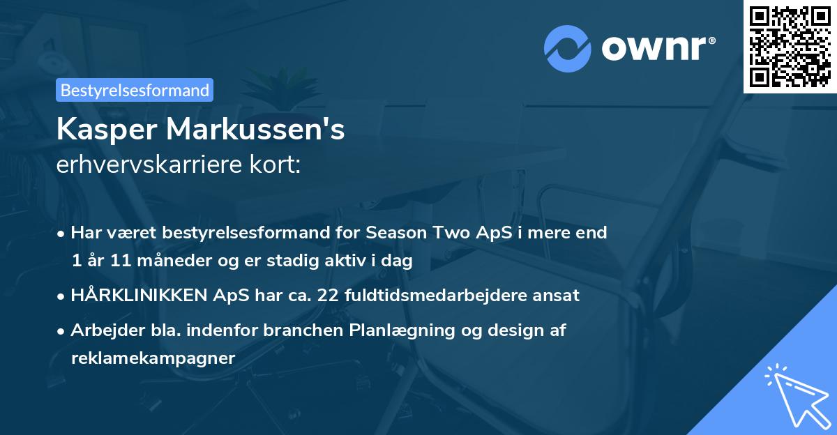 Kasper Markussen's erhvervskarriere kort