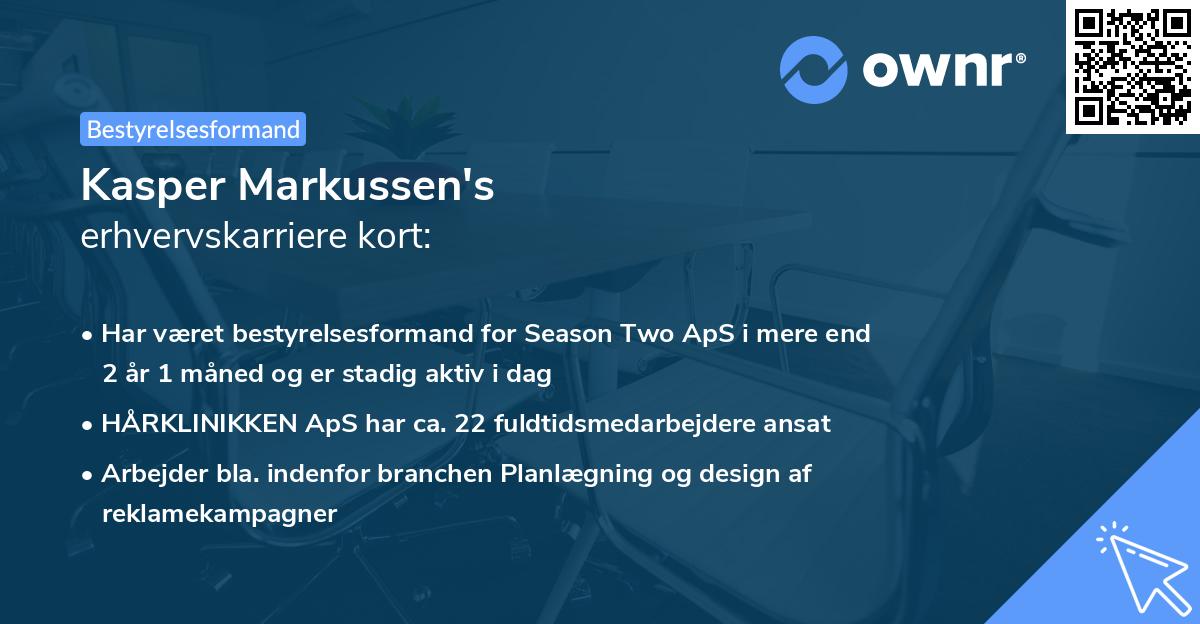 Kasper Markussen's erhvervskarriere kort