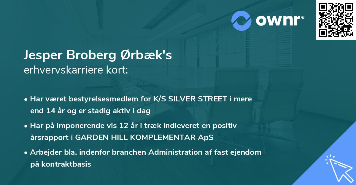 Jesper Broberg Ørbæk's erhvervskarriere kort