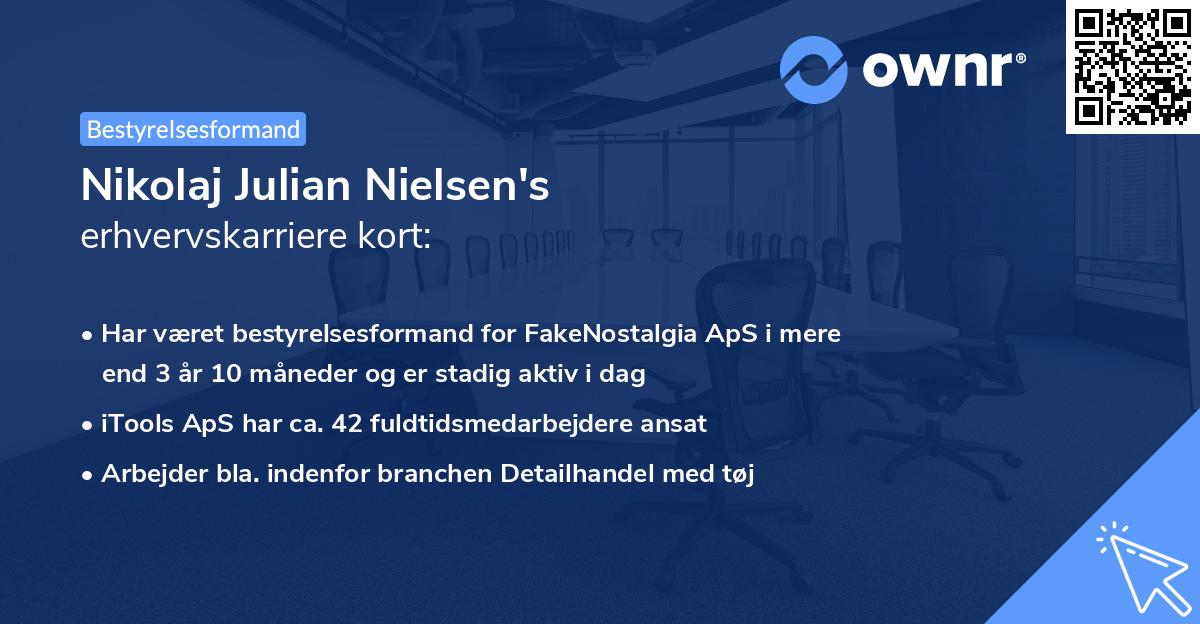 Nikolaj Julian Nielsen's erhvervskarriere kort