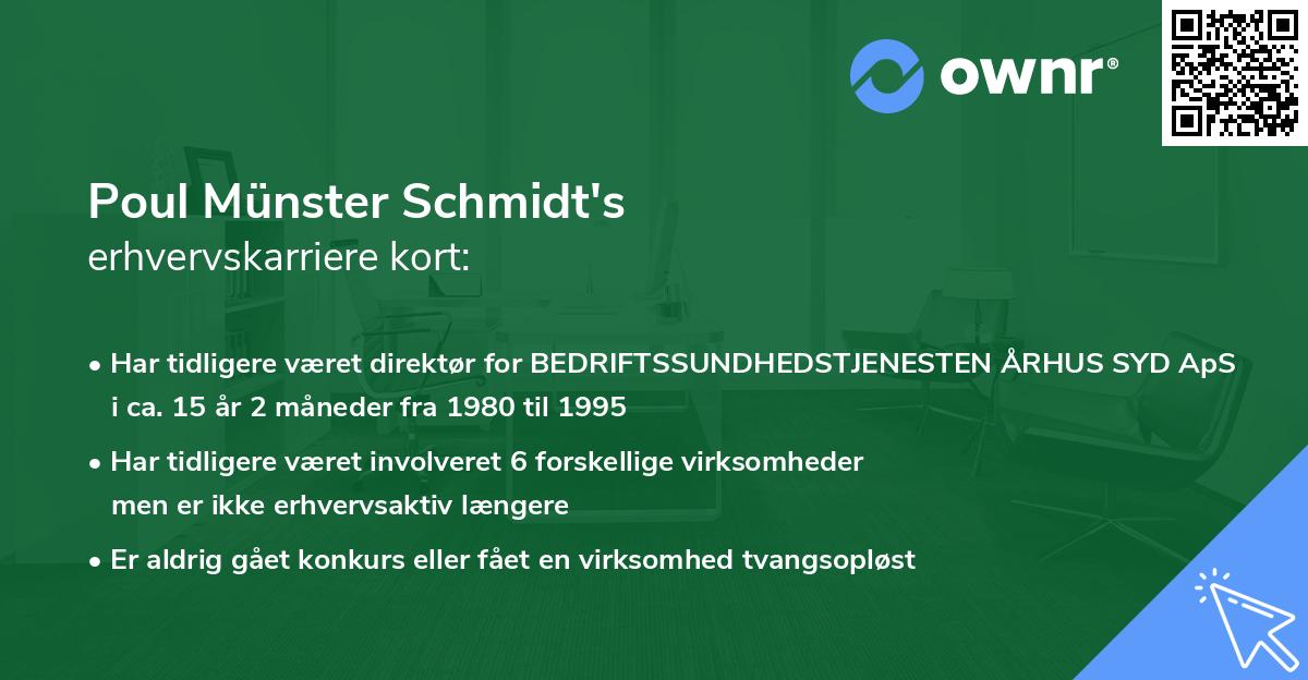 Poul Münster Schmidt's erhvervskarriere kort
