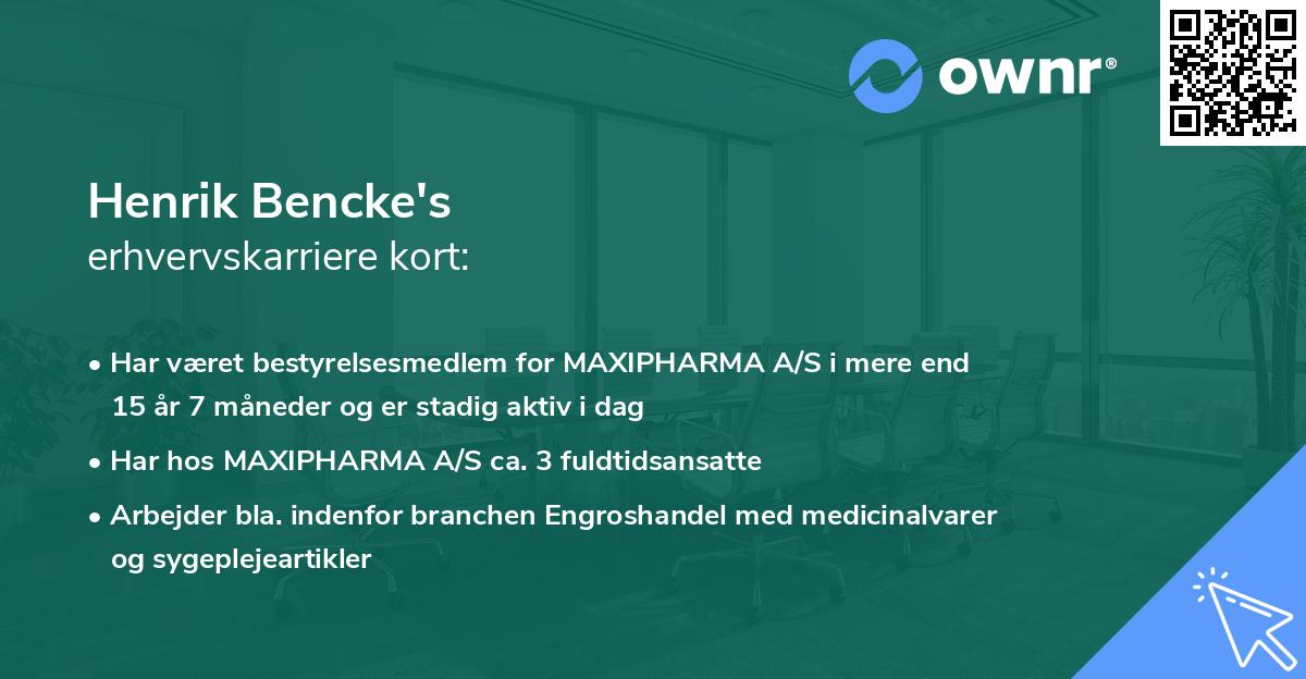 Henrik Bencke's erhvervskarriere kort