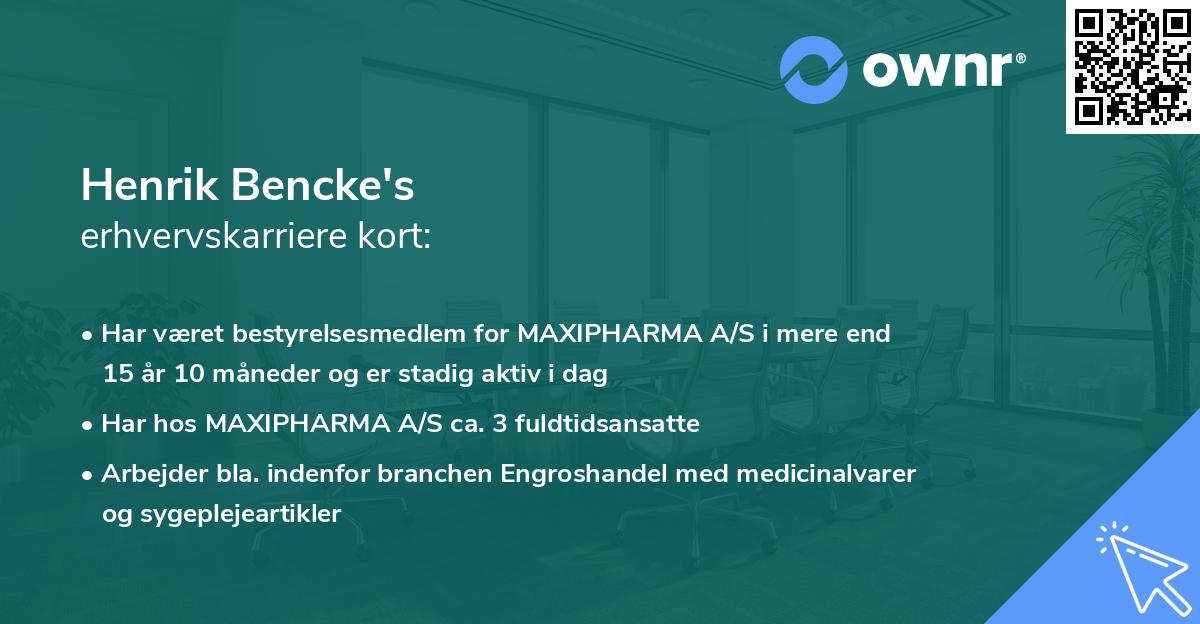 Henrik Bencke's erhvervskarriere kort