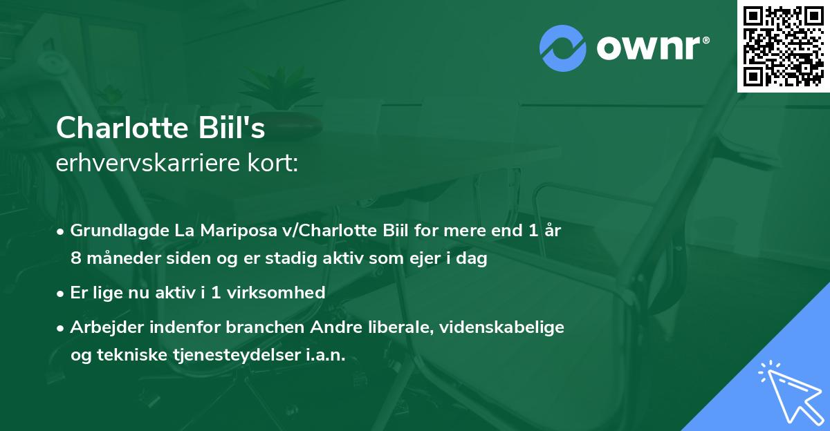 Charlotte Biil's erhvervskarriere kort