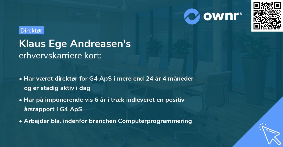 Klaus Ege Andreasen's erhvervskarriere kort
