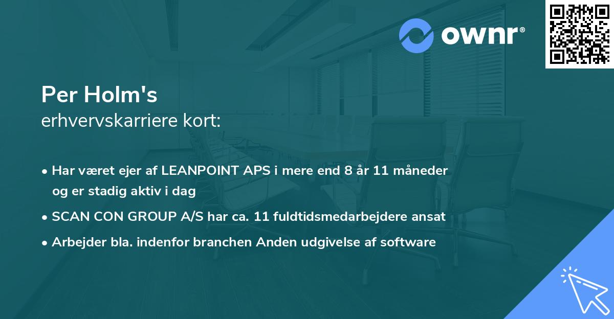 Per Holm's erhvervskarriere kort