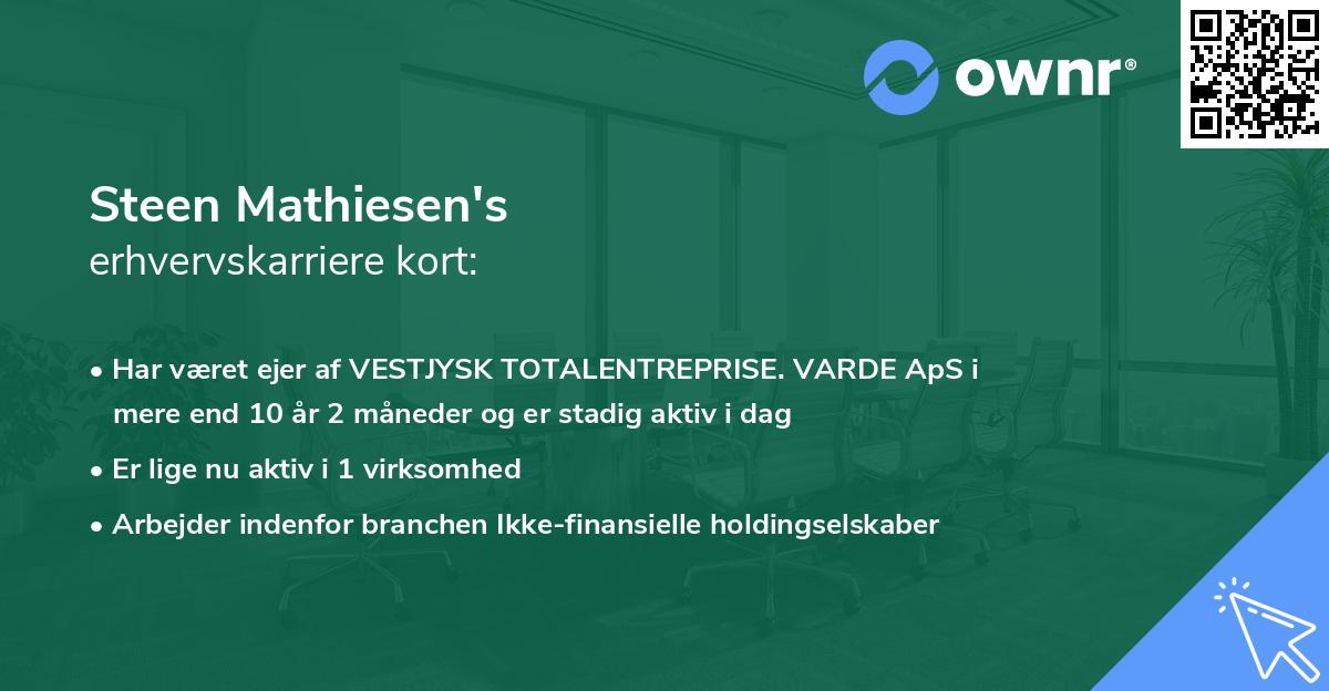 Steen Mathiesen's erhvervskarriere kort