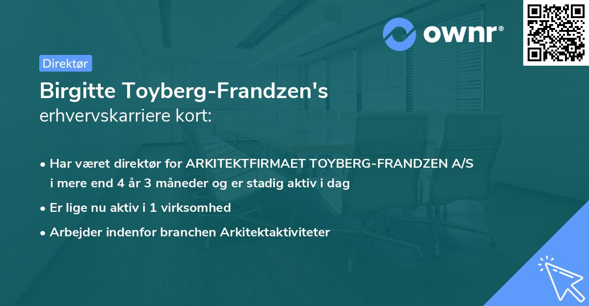 Birgitte Toyberg-Frandzen's erhvervskarriere kort