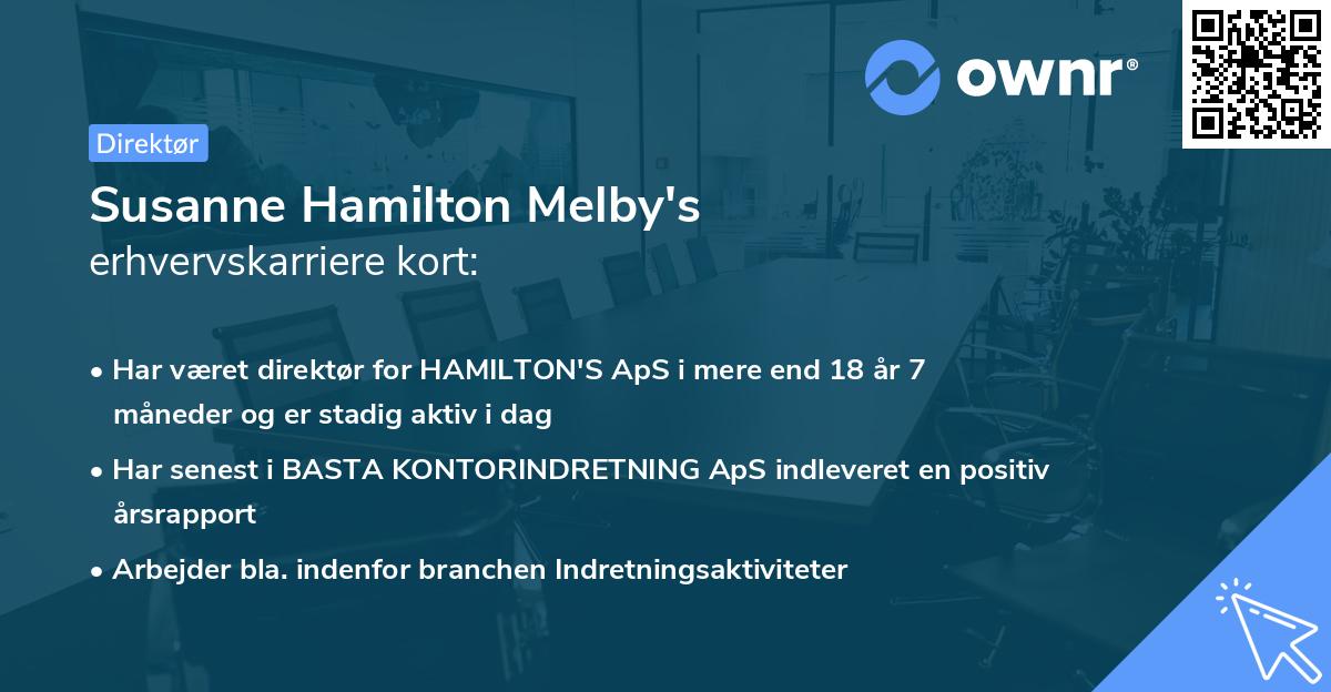 Susanne Hamilton Melby's erhvervskarriere kort