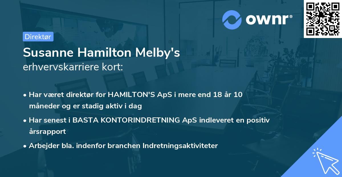 Susanne Hamilton Melby's erhvervskarriere kort