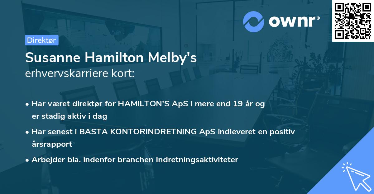 Susanne Hamilton Melby's erhvervskarriere kort