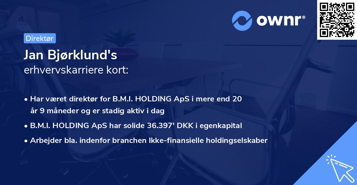 Jan Bjørklund's erhvervskarriere kort