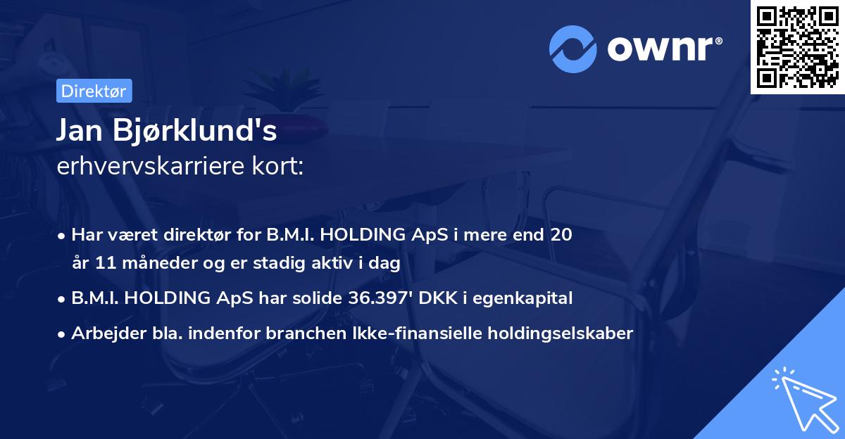Jan Bjørklund's erhvervskarriere kort