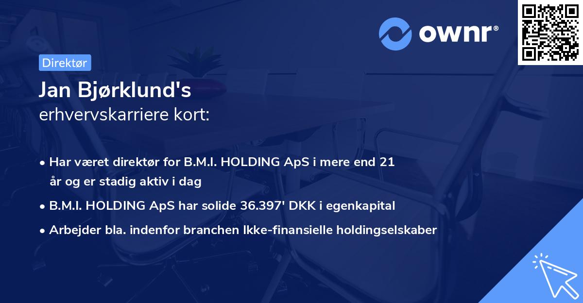 Jan Bjørklund's erhvervskarriere kort