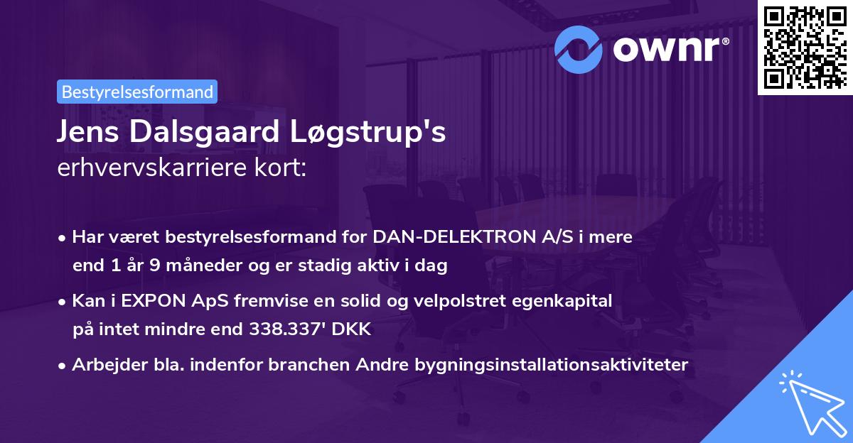 Jens Dalsgaard Løgstrup's erhvervskarriere kort
