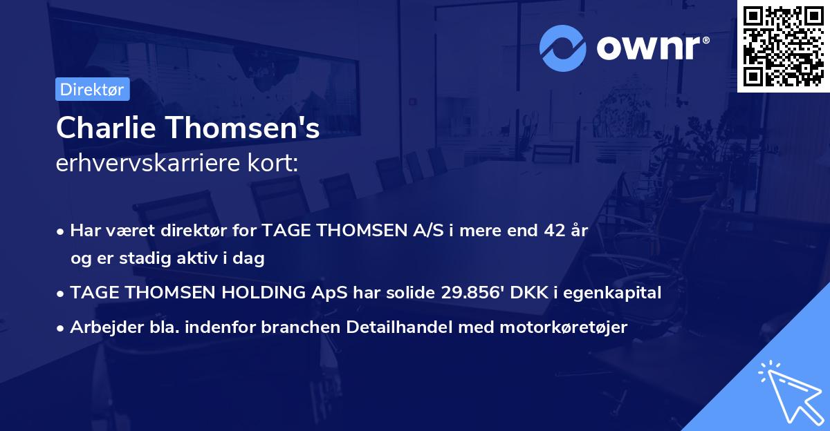 Charlie Thomsen's erhvervskarriere kort