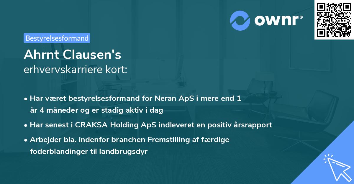 Ahrnt Clausen's erhvervskarriere kort