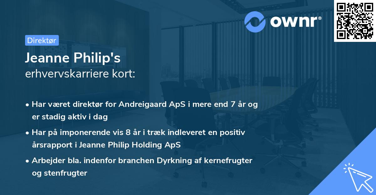 Jeanne Philip's erhvervskarriere kort