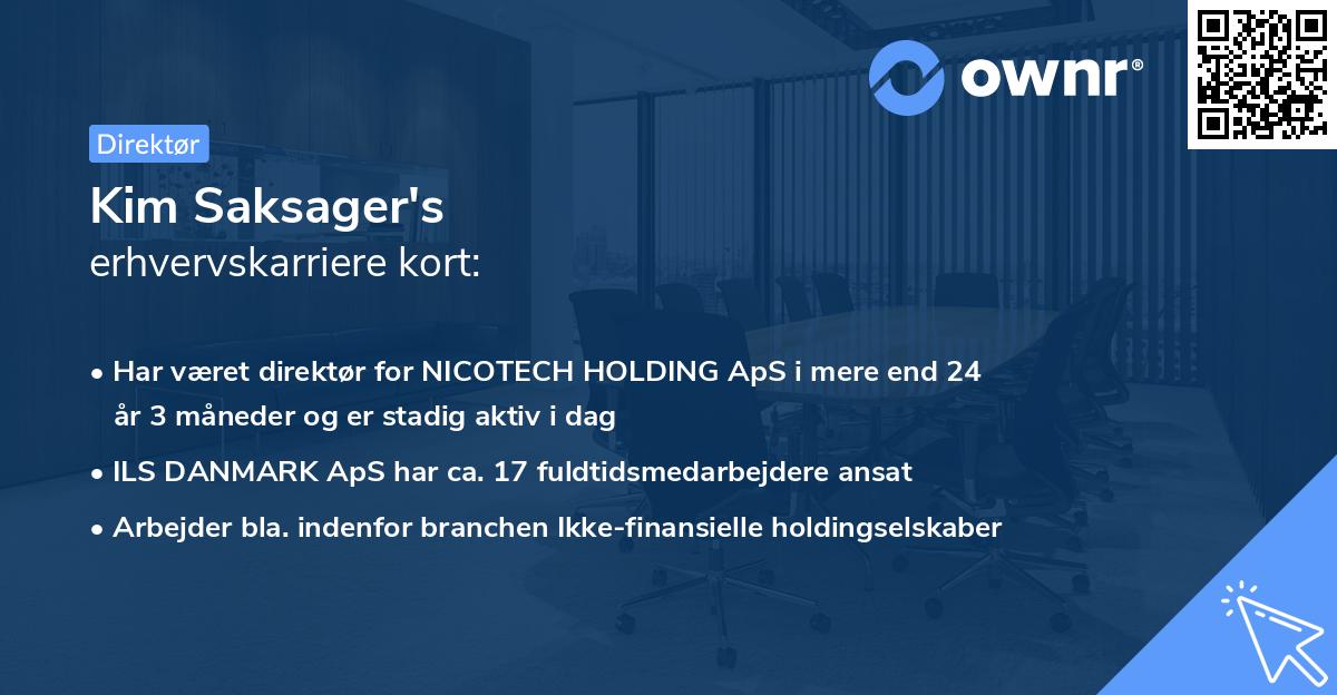 Kim Saksager's erhvervskarriere kort