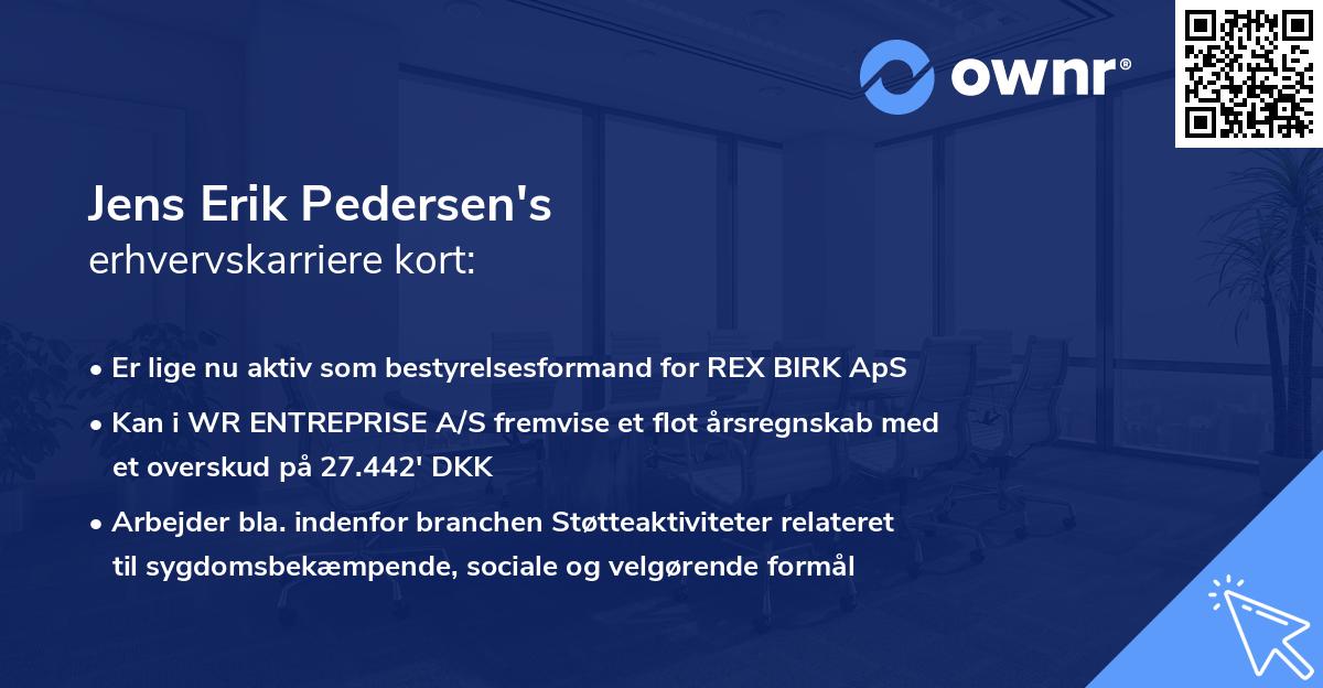 Jens Erik Pedersen's erhvervskarriere kort