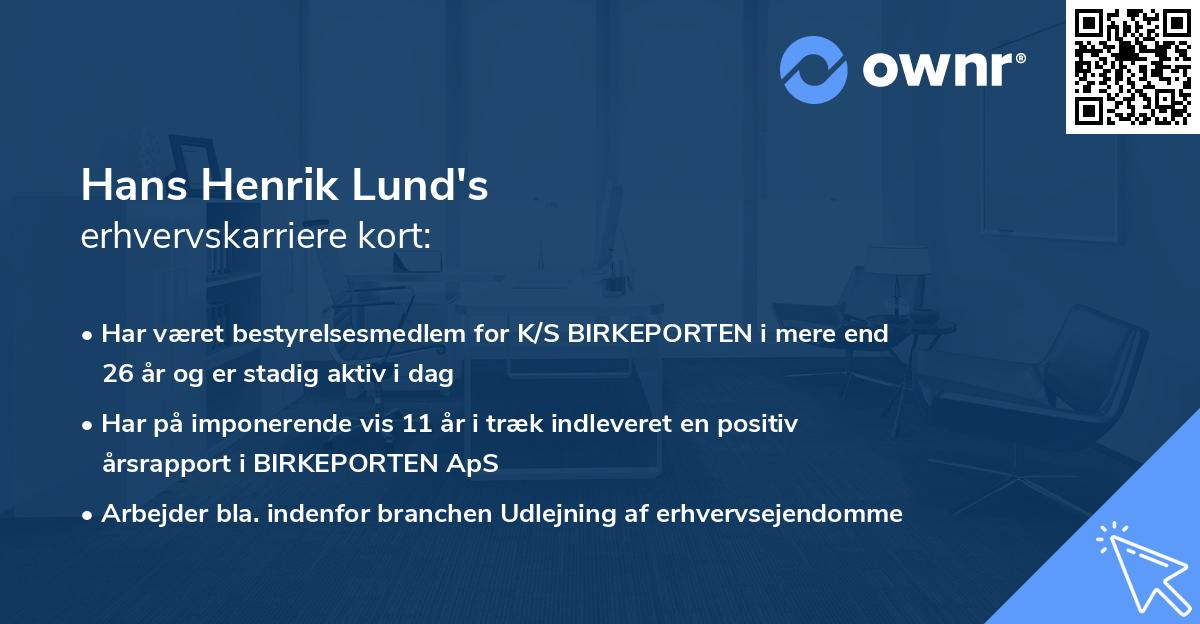 Hans Henrik Lund's erhvervskarriere kort