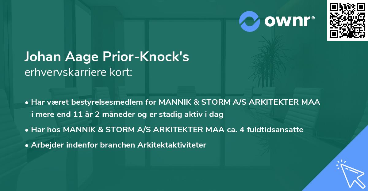 Johan Aage Prior-Knock's erhvervskarriere kort
