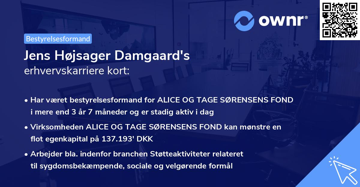 Jens Højsager Damgaard's erhvervskarriere kort