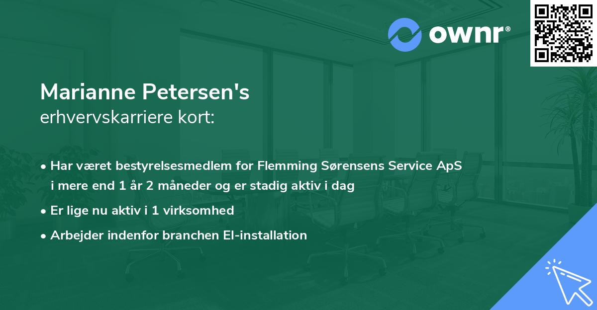 Marianne Petersen's erhvervskarriere kort