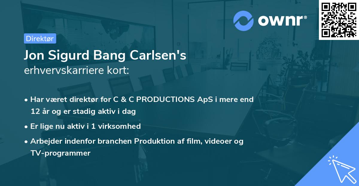 Jon Sigurd Bang Carlsen's erhvervskarriere kort