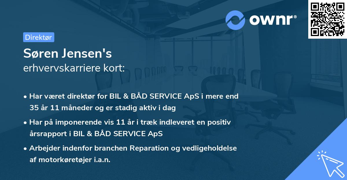 Søren Jensen's erhvervskarriere kort