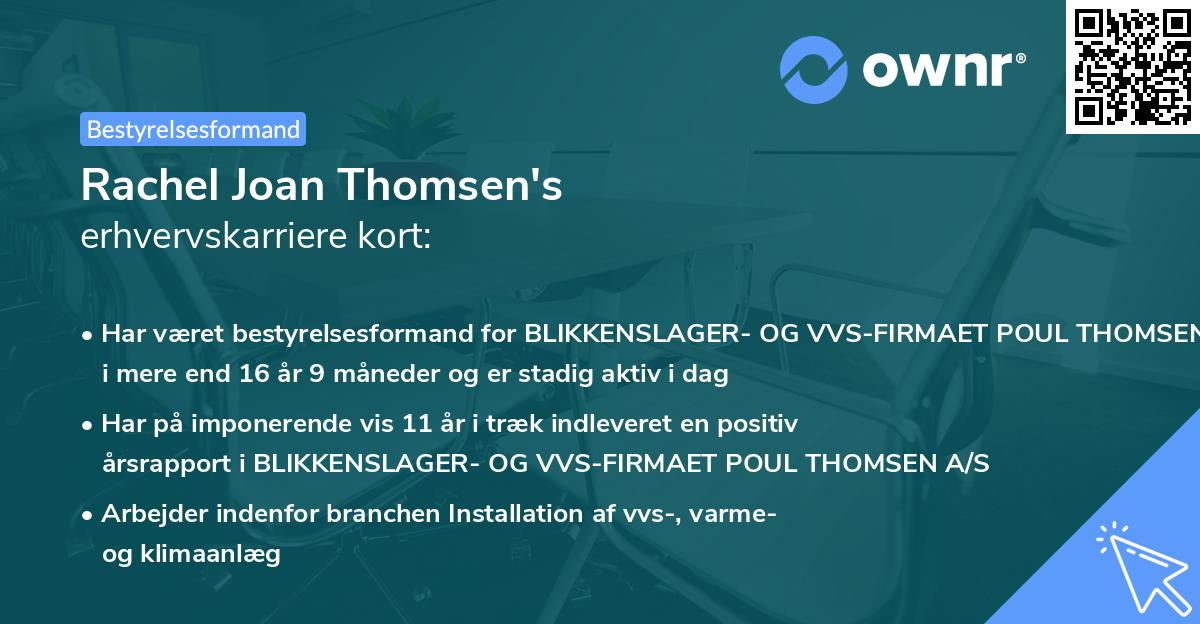 Rachel Joan Thomsen's erhvervskarriere kort