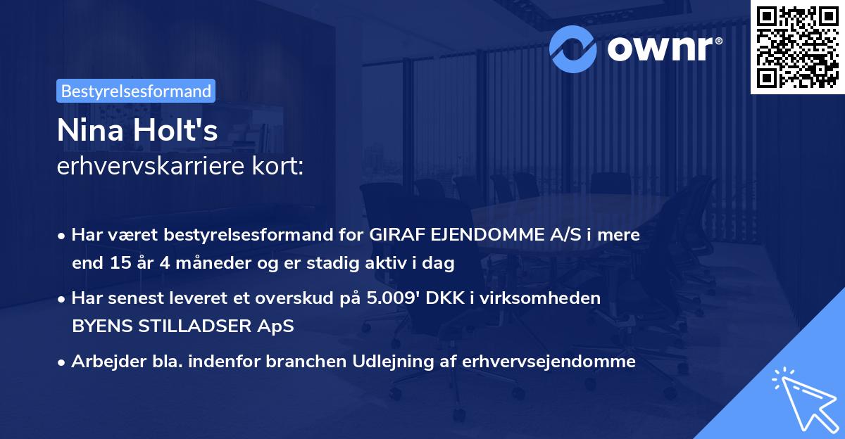 Nina Holt's erhvervskarriere kort