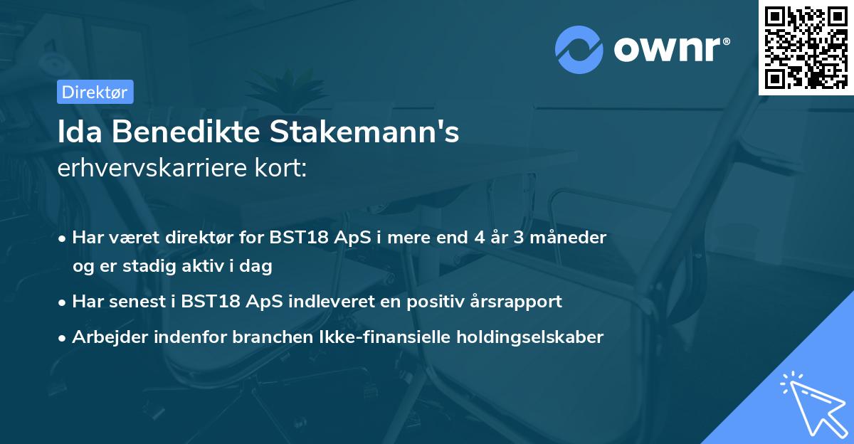 Ida Benedikte Stakemann's erhvervskarriere kort