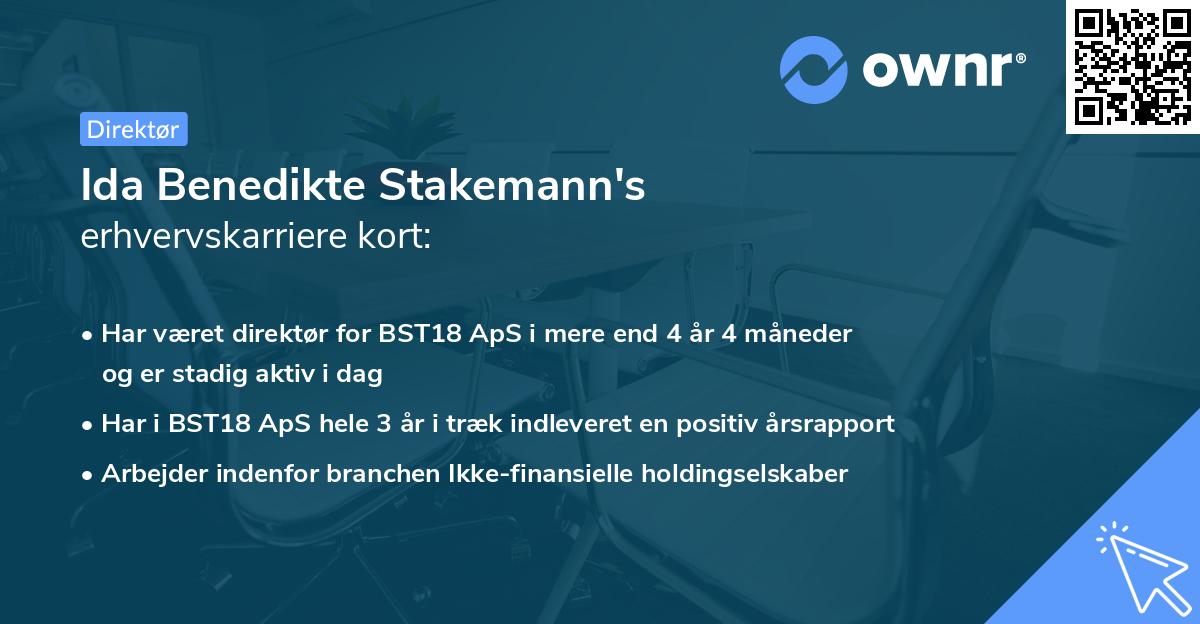 Ida Benedikte Stakemann's erhvervskarriere kort