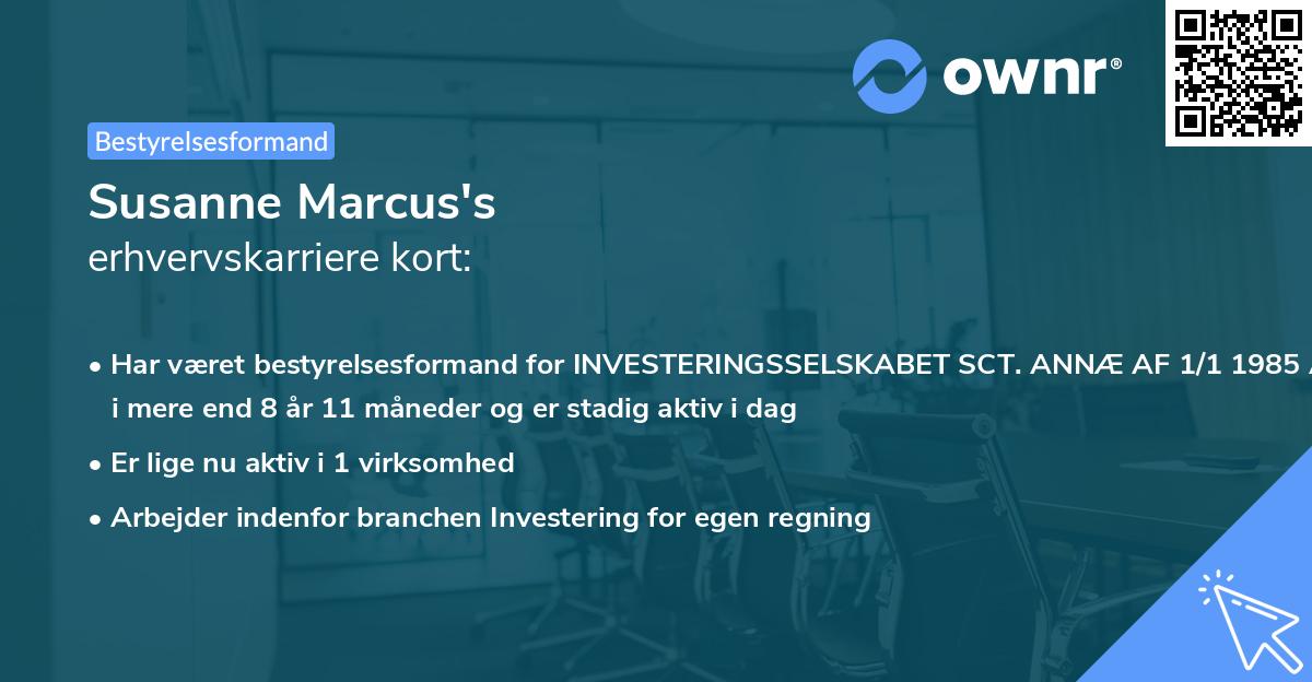 Susanne Marcus's erhvervskarriere kort