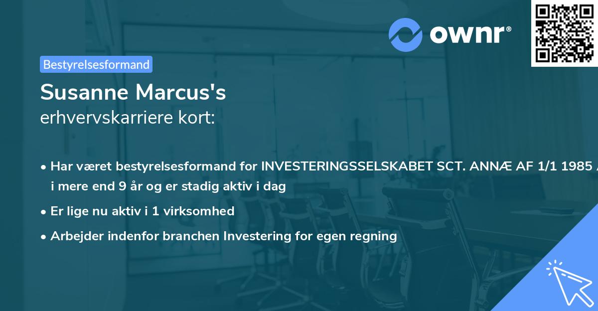 Susanne Marcus's erhvervskarriere kort