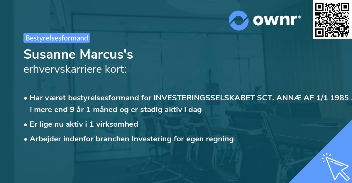 Susanne Marcus's erhvervskarriere kort