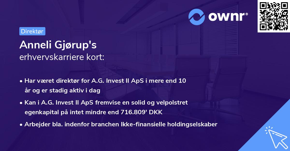 Anneli Gjørup's erhvervskarriere kort