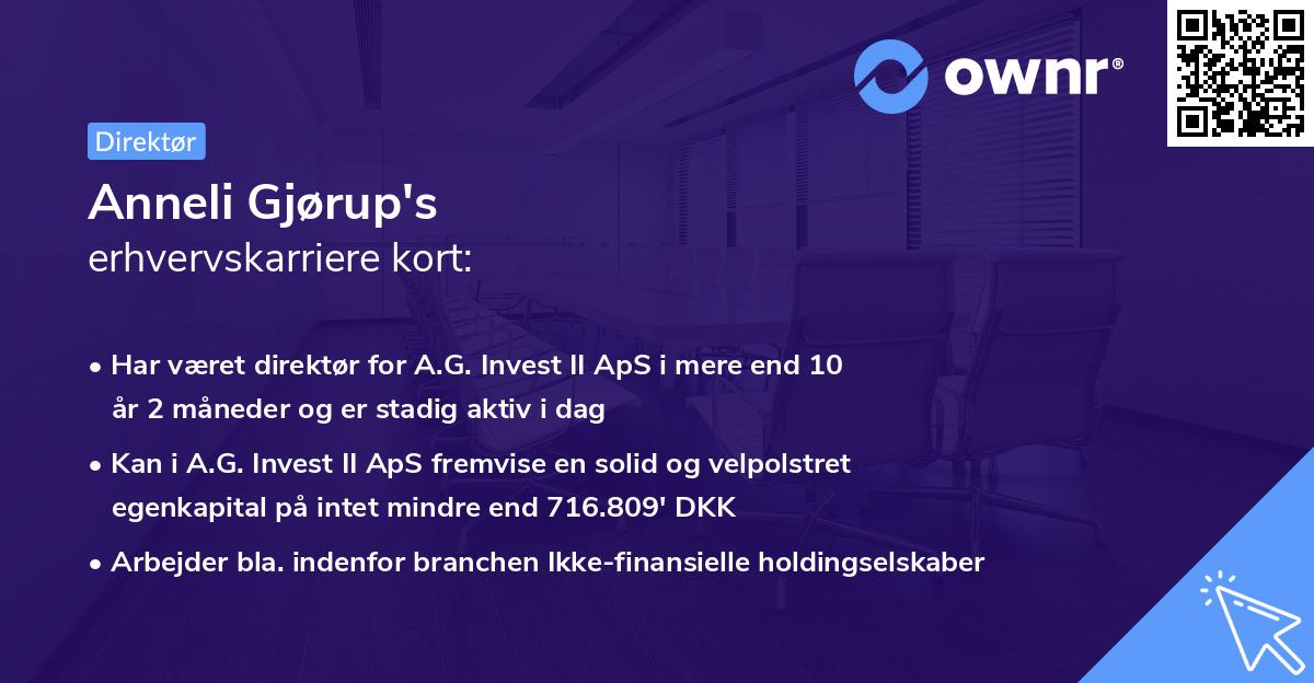 Anneli Gjørup's erhvervskarriere kort