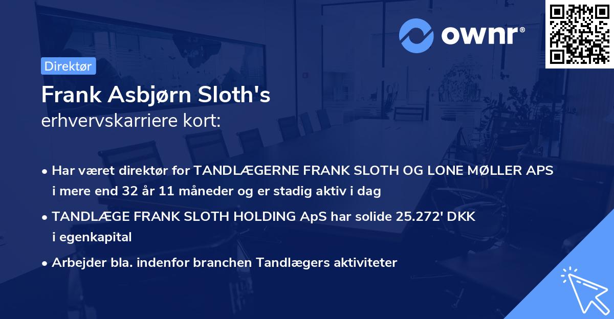 Frank Asbjørn Sloth's erhvervskarriere kort
