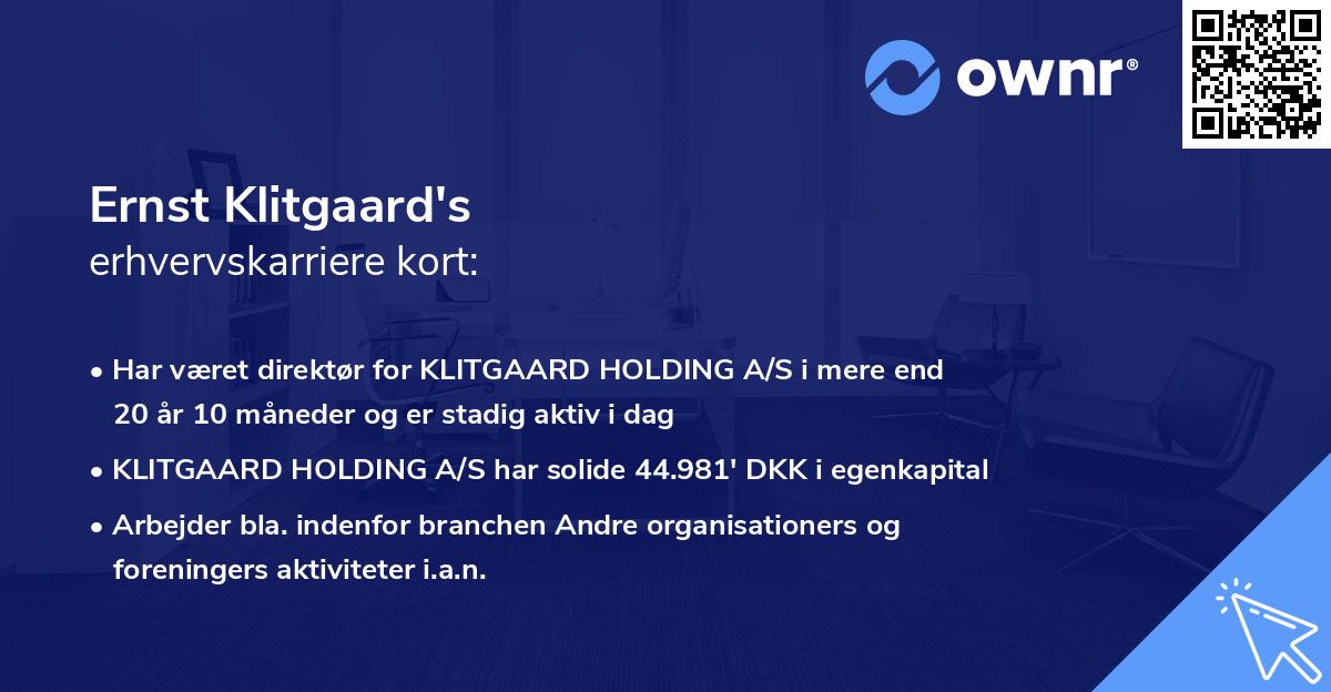 Ernst Klitgaard's erhvervskarriere kort