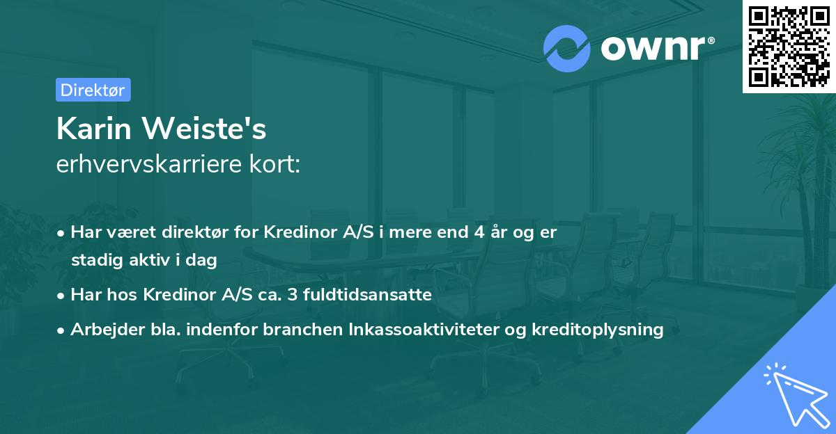 Karin Weiste's erhvervskarriere kort