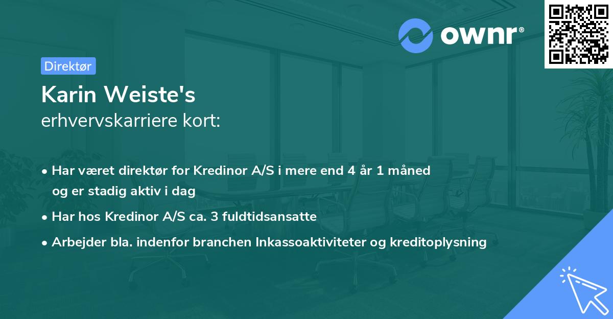 Karin Weiste's erhvervskarriere kort