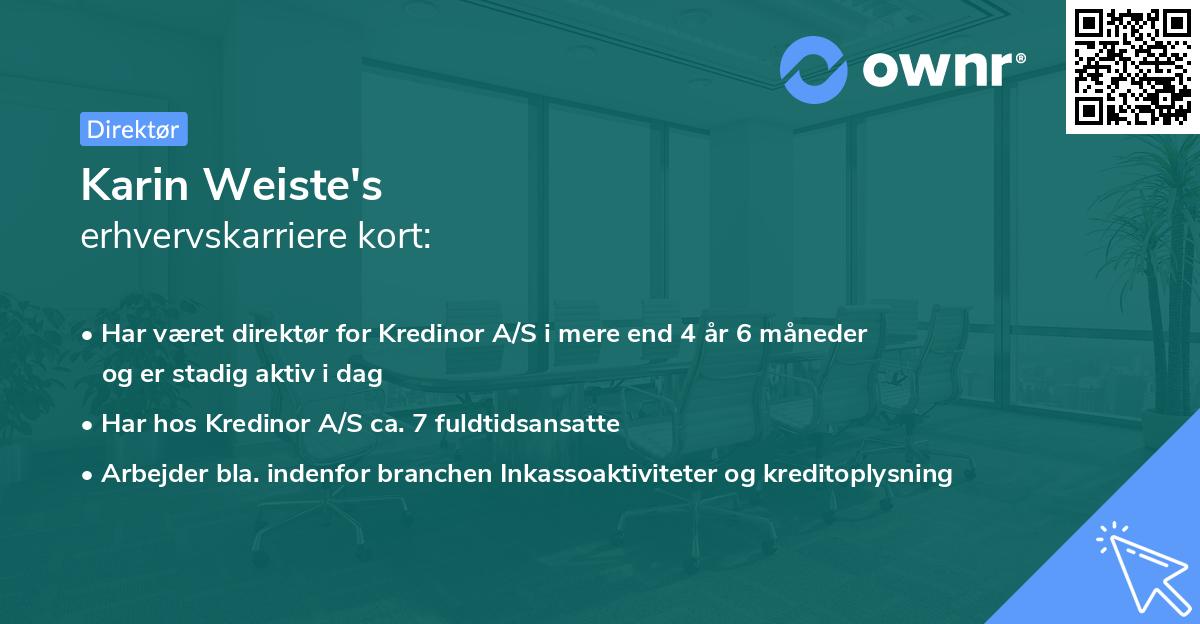 Karin Weiste's erhvervskarriere kort