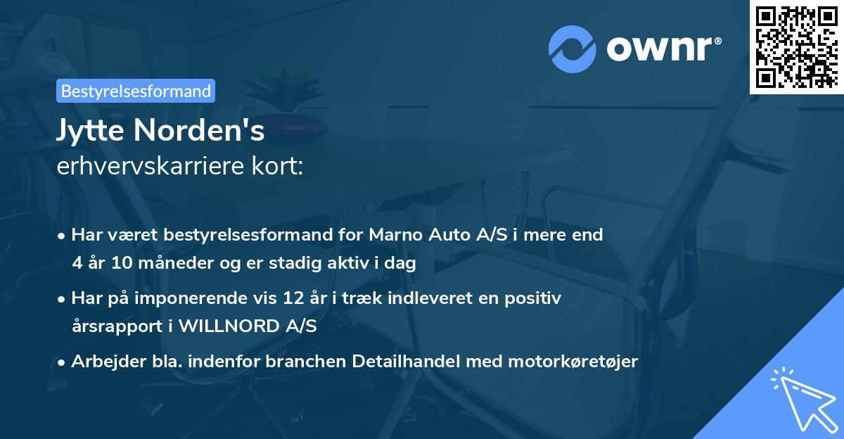 Jytte Norden's erhvervskarriere kort